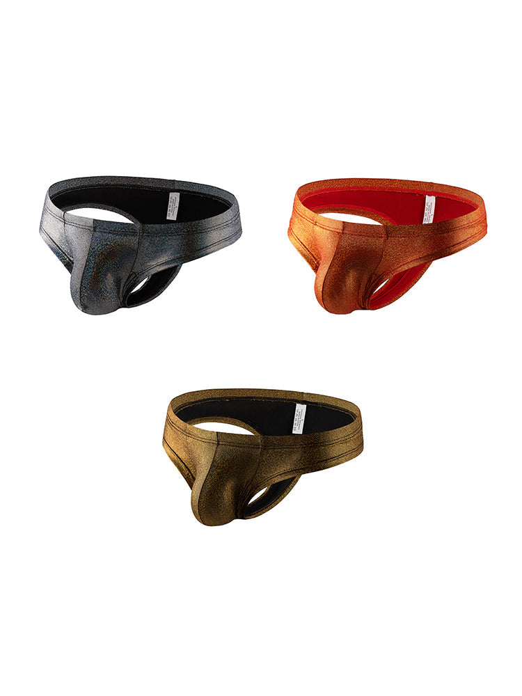 3 Pack Men's Sparkle Thongs in Solid Colors | dmunderwear detail image 2