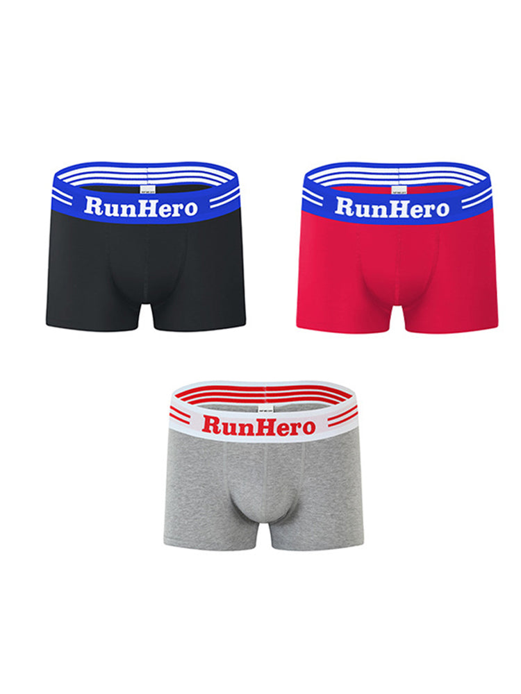 3 Pack Men's Solid Color Sports Breathable Cotton Large Pouch Boxer Briefs | dmunderwear detail image 12