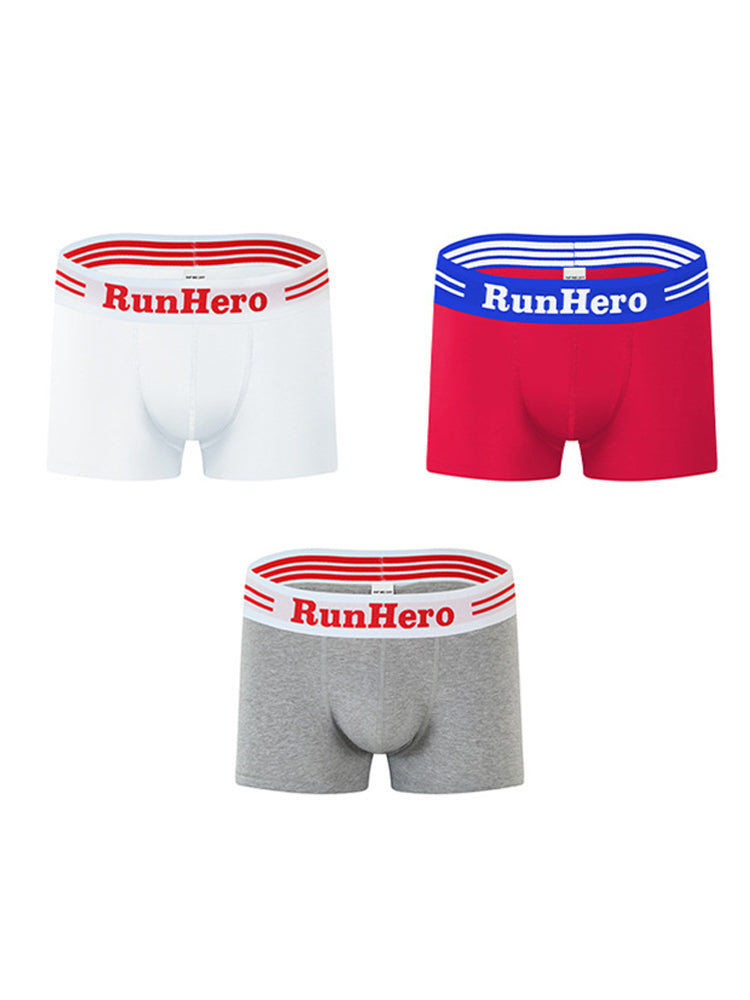 3 Pack Men's Solid Color Sports Breathable Cotton Large Pouch Boxer Briefs | dmunderwear detail image 17