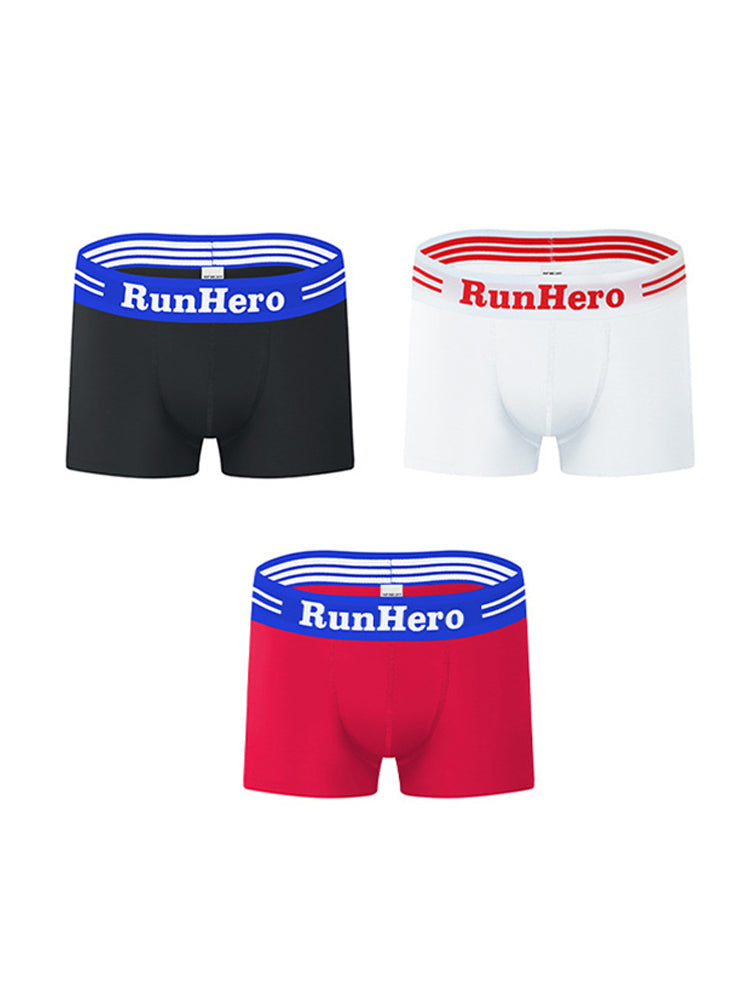 3 Pack Men's Solid Color Sports Breathable Cotton Large Pouch Boxer Briefs | dmunderwear detail image 2
