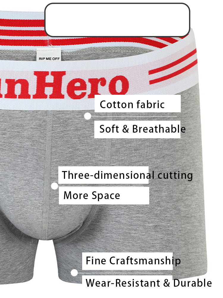 3 Pack Men's Solid Color Sports Breathable Cotton Large Pouch Boxer Briefs | dmunderwear detail image 5