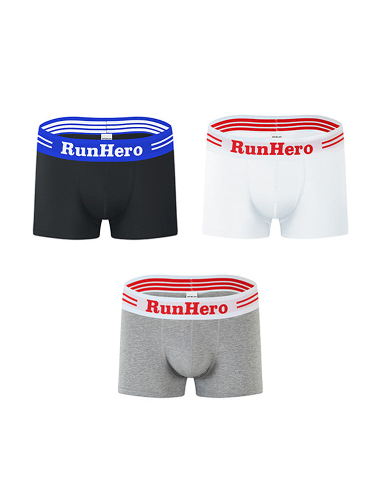 3 Pack Men's Solid Color Sports Breathable Cotton Large Pouch Boxer Briefs | dmunderwear detail image 7