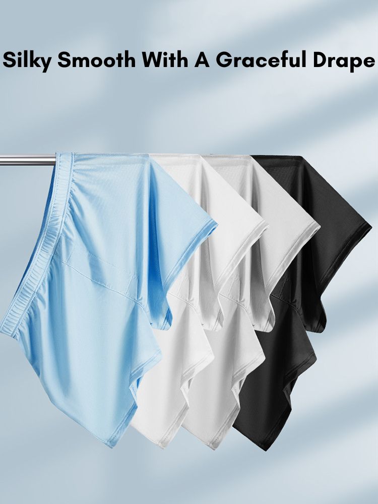 3 Pack Men's Solid Color Thin Breathable Odor-Control Seamless Boxer Briefs | dmunderwear detail image 4