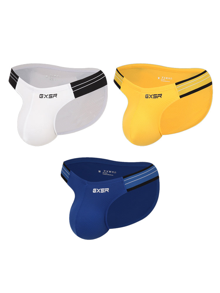 3 Pack Men's Solid Color Trendy Side Cut Low-Rise Lift Bikini | dmunderwear detail image 12