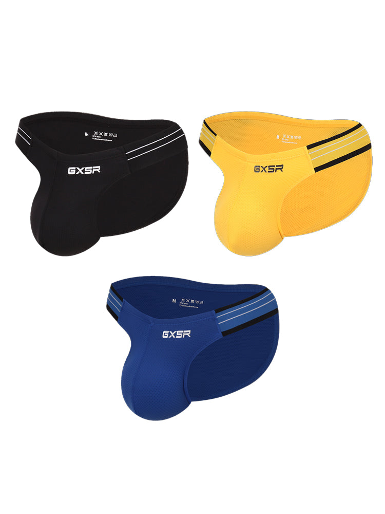 3 Pack Men's Solid Color Trendy Side Cut Low-Rise Lift Bikini | dmunderwear detail image 17