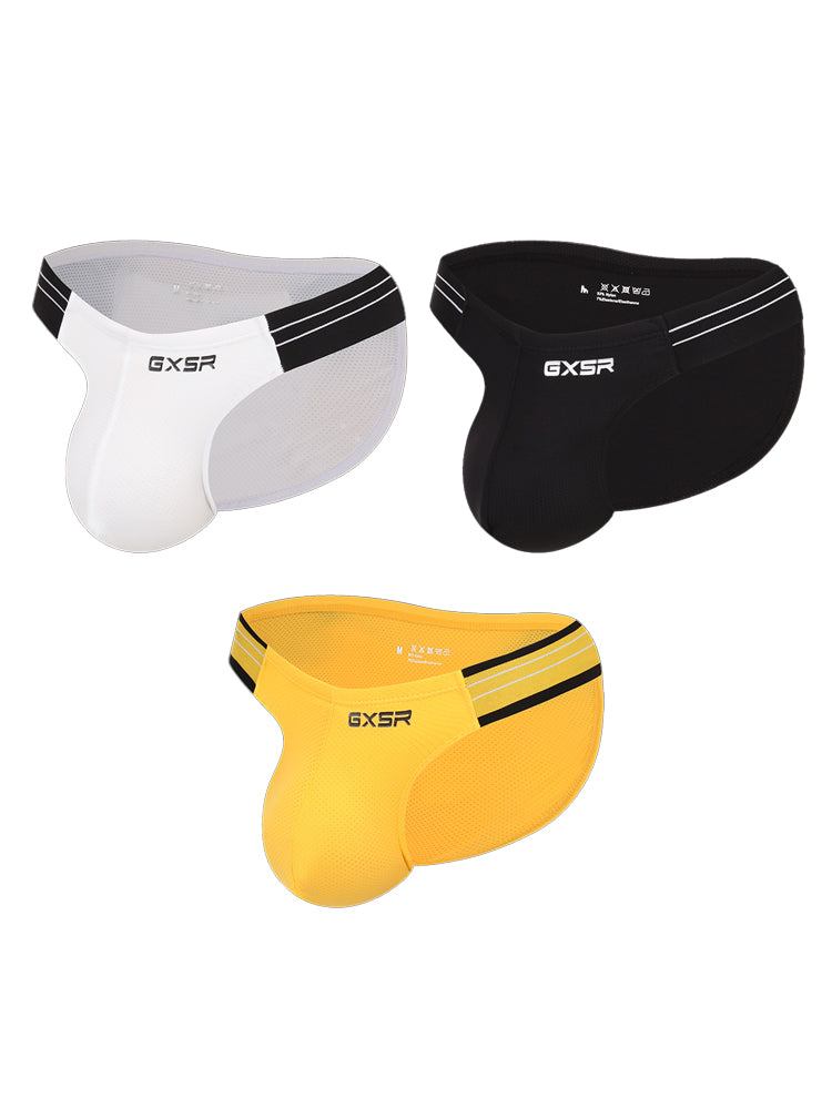 3 Pack Men's Solid Color Trendy Side Cut Low-Rise Lift Bikini | dmunderwear variant image