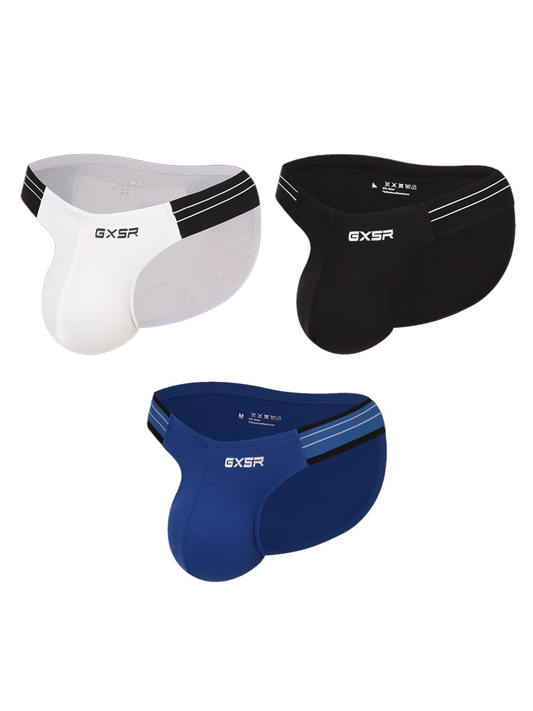 3 Pack Men's Solid Color Trendy Side Cut Low-Rise Lift Bikini | dmunderwear detail image 7