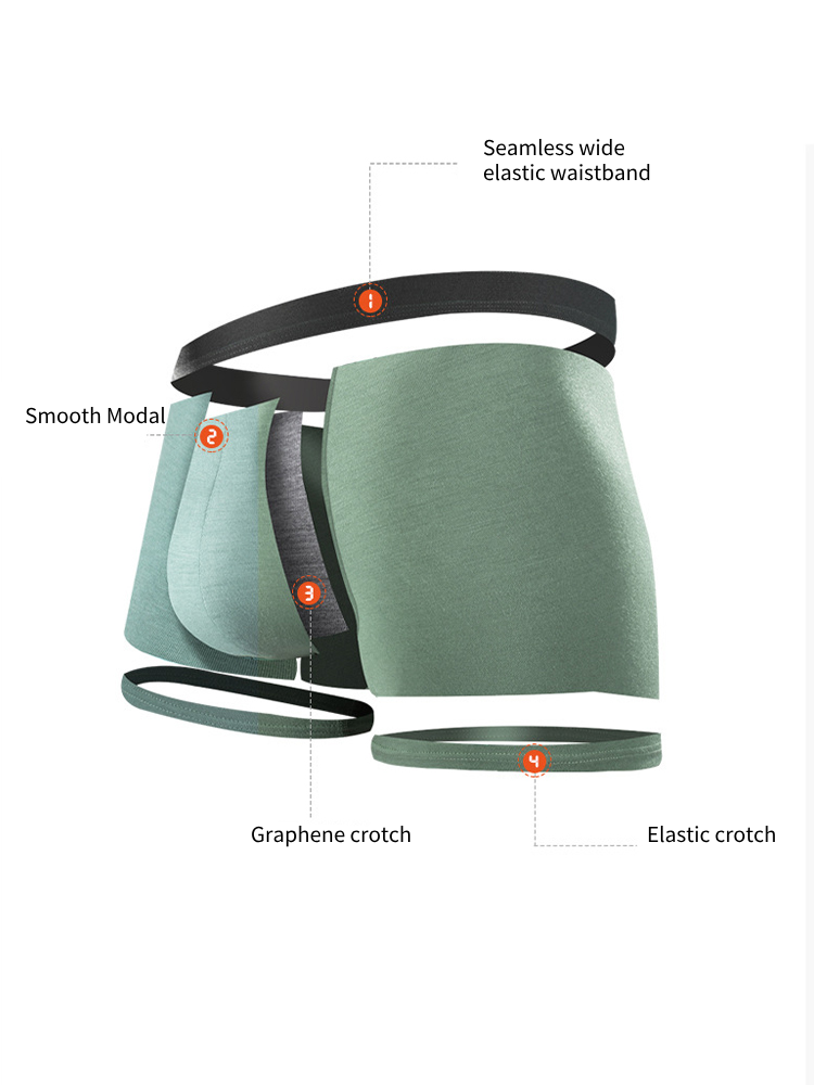 3-pack Men's Sports Antibacterial Graphene Boxer Shorts | dmunderwear detail image 12