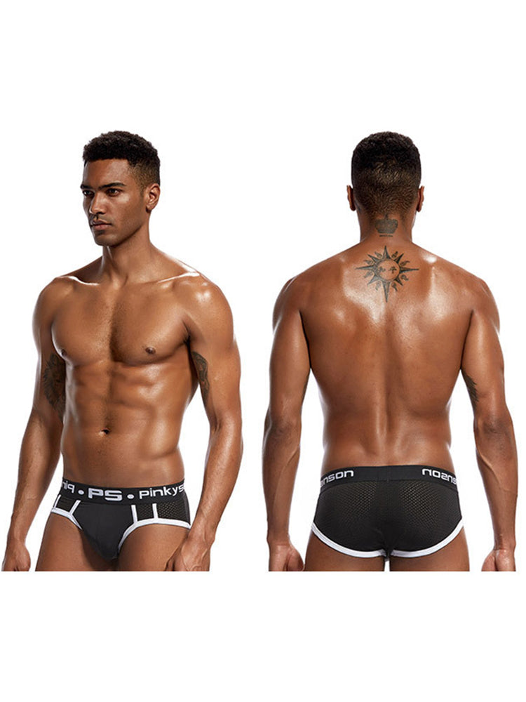 3 Pack Men's Sporty Cut Breathable Mesh Solid Color Seamless Briefs | dmunderwear detail image 11