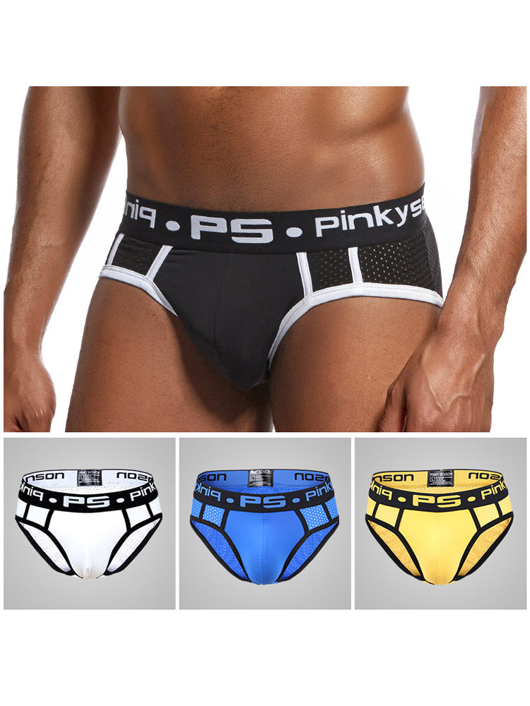 3 Pack Men's Sporty Cut Breathable Mesh Solid Color Seamless Briefs | dmunderwear detail image 12
