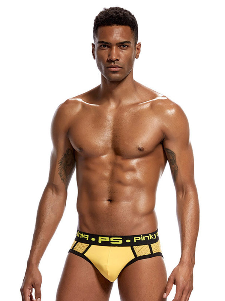 3 Pack Men's Sporty Cut Breathable Mesh Solid Color Seamless Briefs | dmunderwear detail image 13