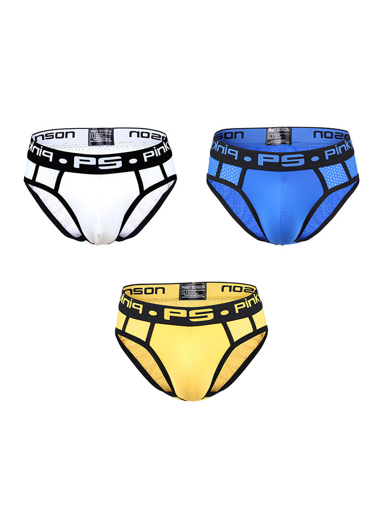 3 Pack Men's Sporty Cut Breathable Mesh Solid Color Seamless Briefs | dmunderwear detail image 20