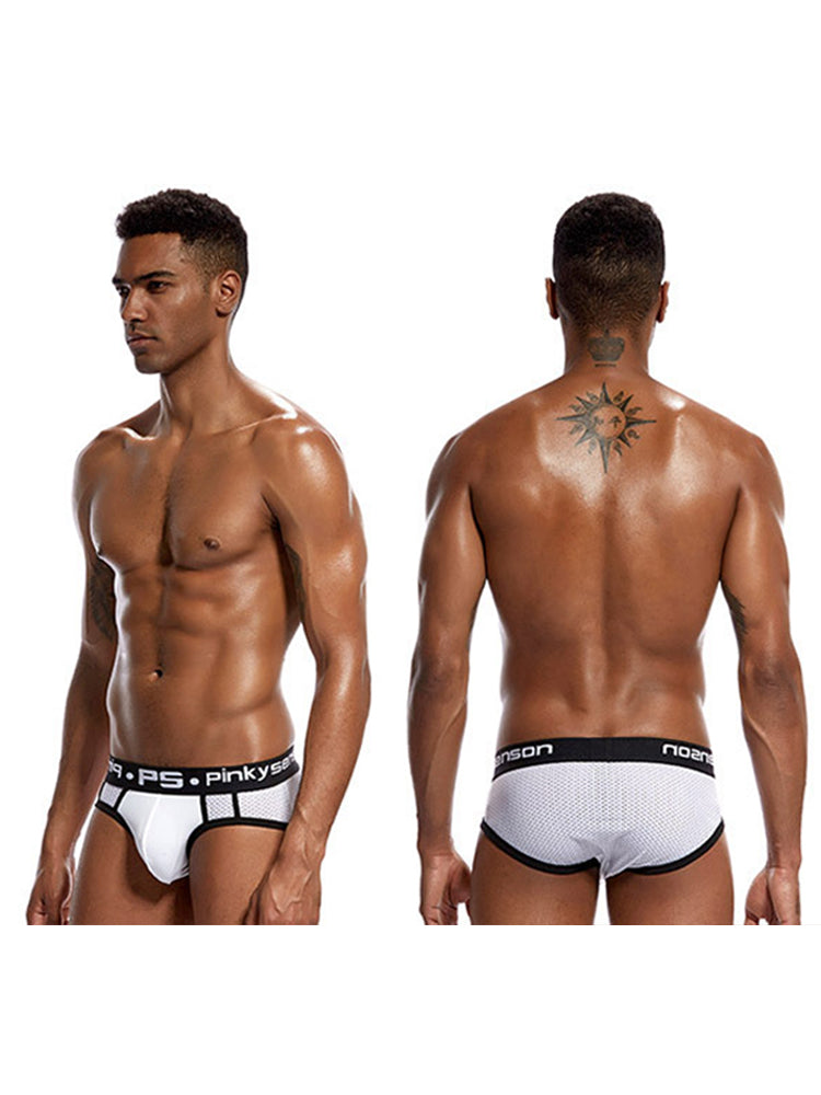 3 Pack Men's Sporty Cut Breathable Mesh Solid Color Seamless Briefs | dmunderwear detail image 3