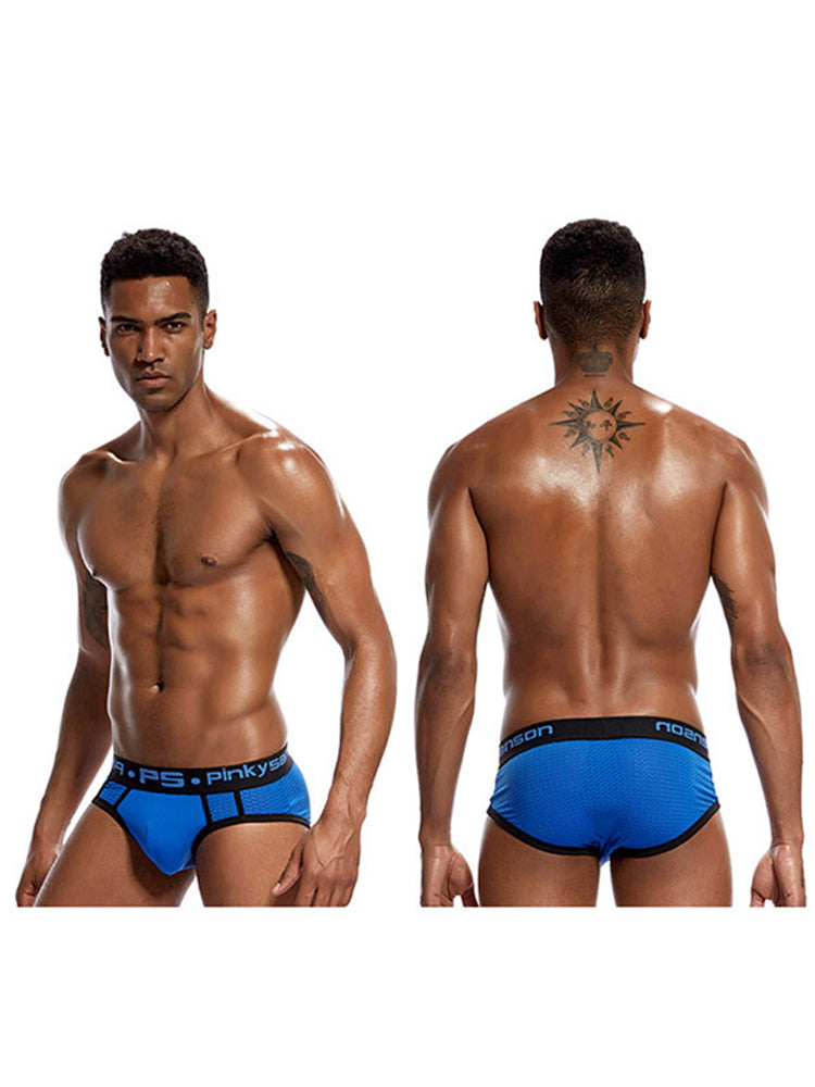 3 Pack Men's Sporty Cut Breathable Mesh Solid Color Seamless Briefs | dmunderwear detail image 6