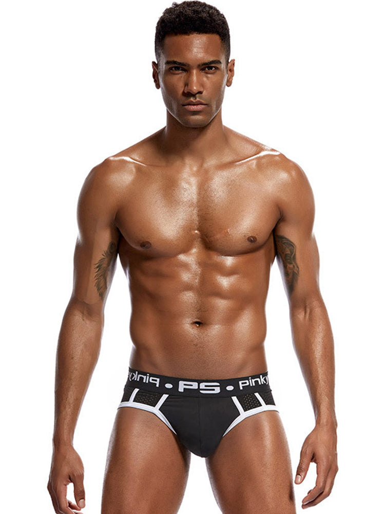 3 Pack Men's Sporty Cut Breathable Mesh Solid Color Seamless Briefs | dmunderwear detail image 7
