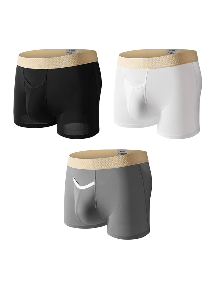 3 Pack Men's Stay-Put Fit Stretch Fabric Seamless Comfort Trunks | dmunderwear detail image 2