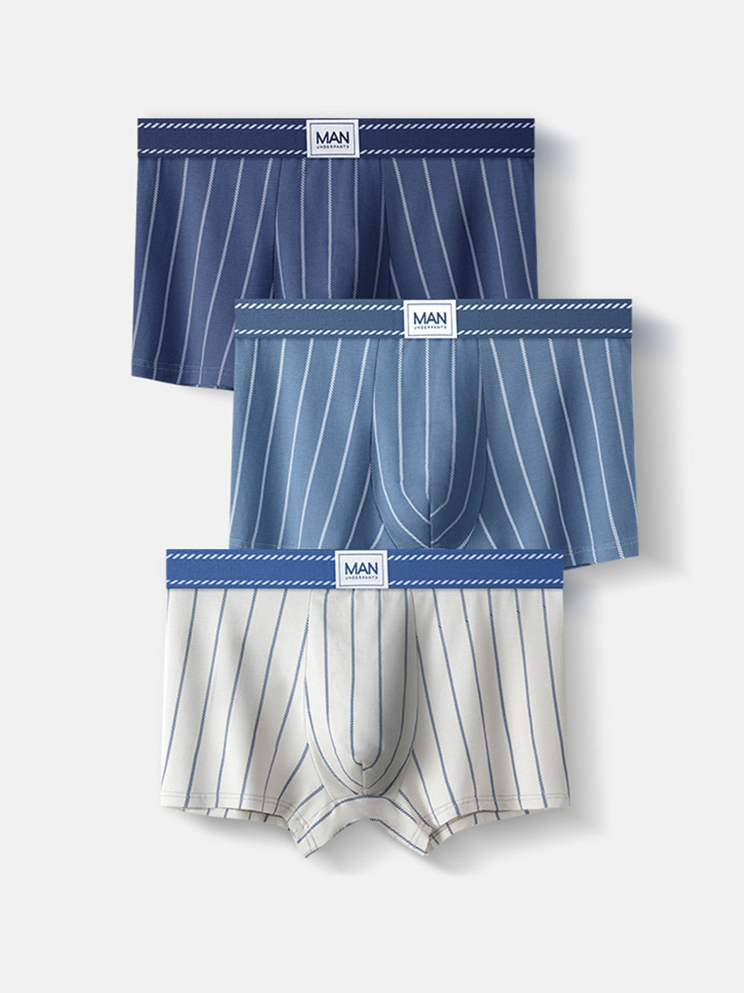 3 Pack Men's Striped Cotton Blend Trunks | dmunderwear detail image 11