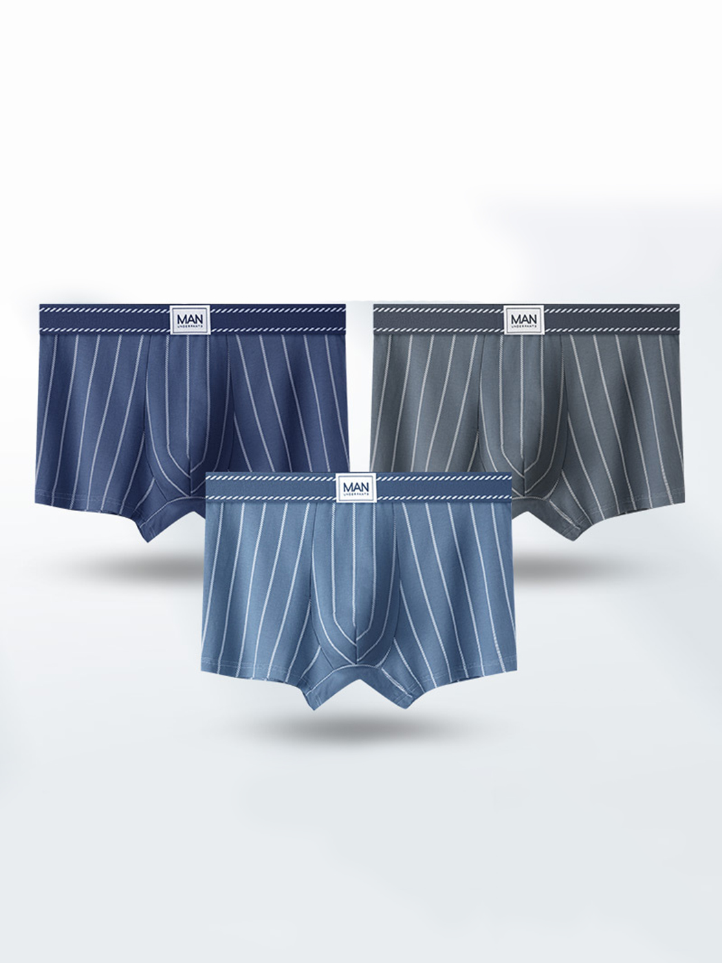3 Pack Men's Striped Cotton Blend Trunks | dmunderwear detail image 13