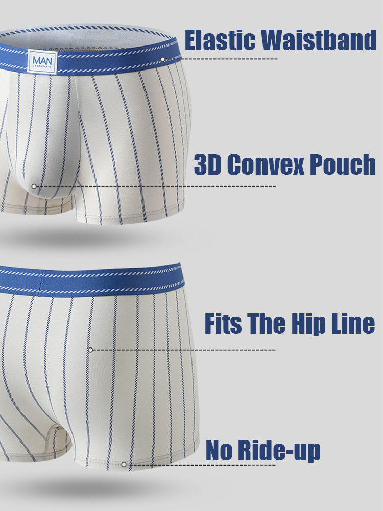 3 Pack Men's Striped Cotton Blend Trunks | dmunderwear detail image 6