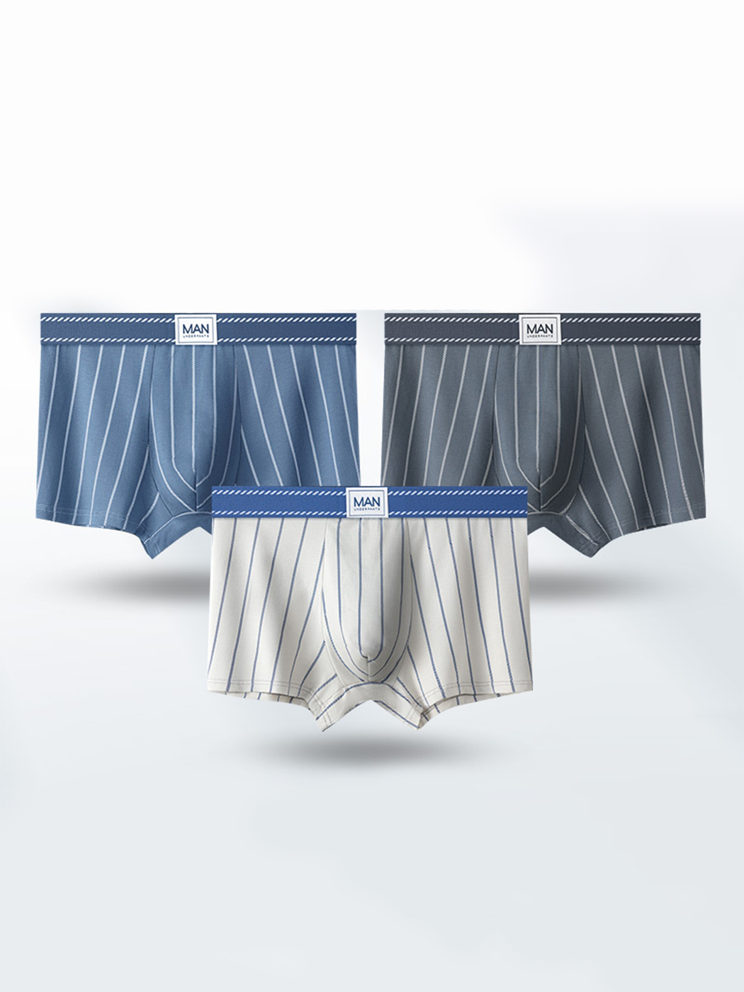 3 Pack Men's Striped Cotton Blend Trunks | dmunderwear detail image 8