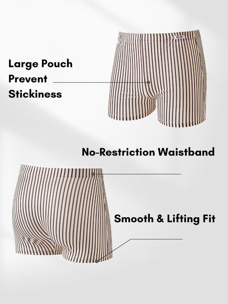 3 Pack Men's Striped Loose-Fit Odor-Control Seamless Comfort Boxer Briefs | dmunderwear detail image 4