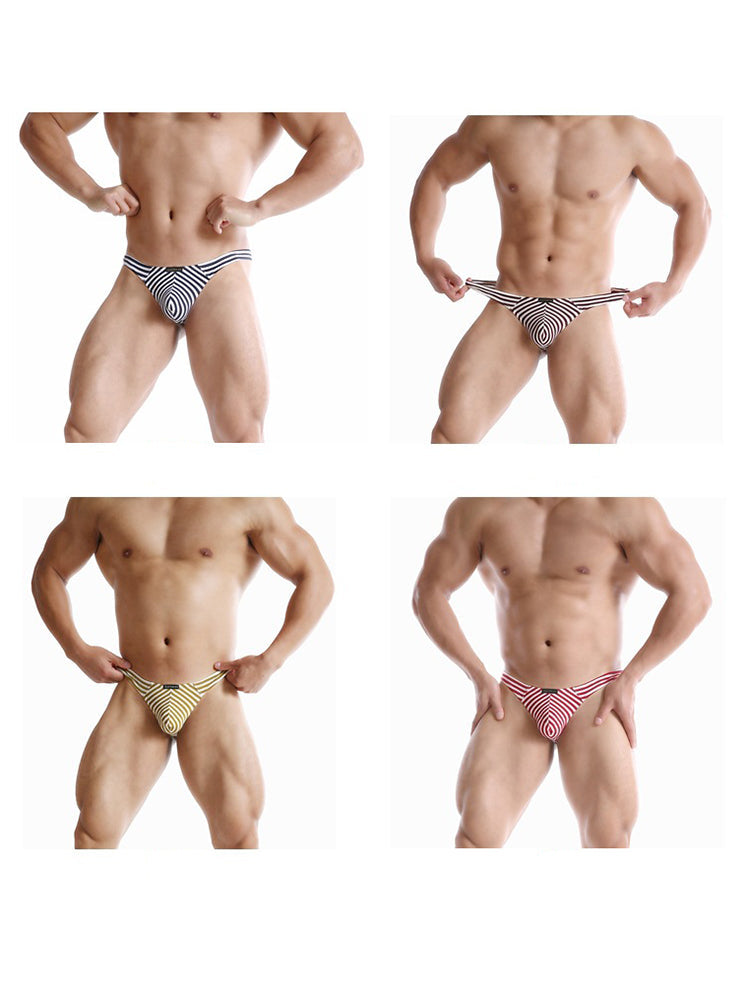 3 Pack Men's Striped Trendy Cooling Touch Day-Long Comfort Firm Support Thongs | dmunderwear detail image 13