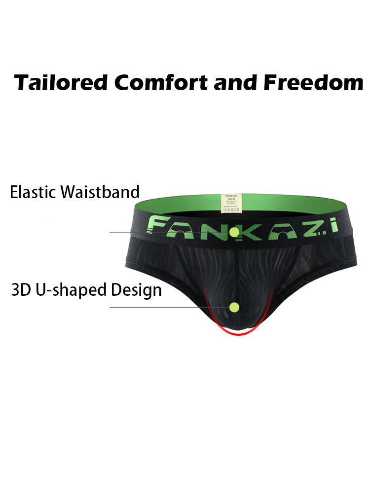 3 Pack Men's Striped U-Pouch Breathable Casual Briefs | dmunderwear detail image 10
