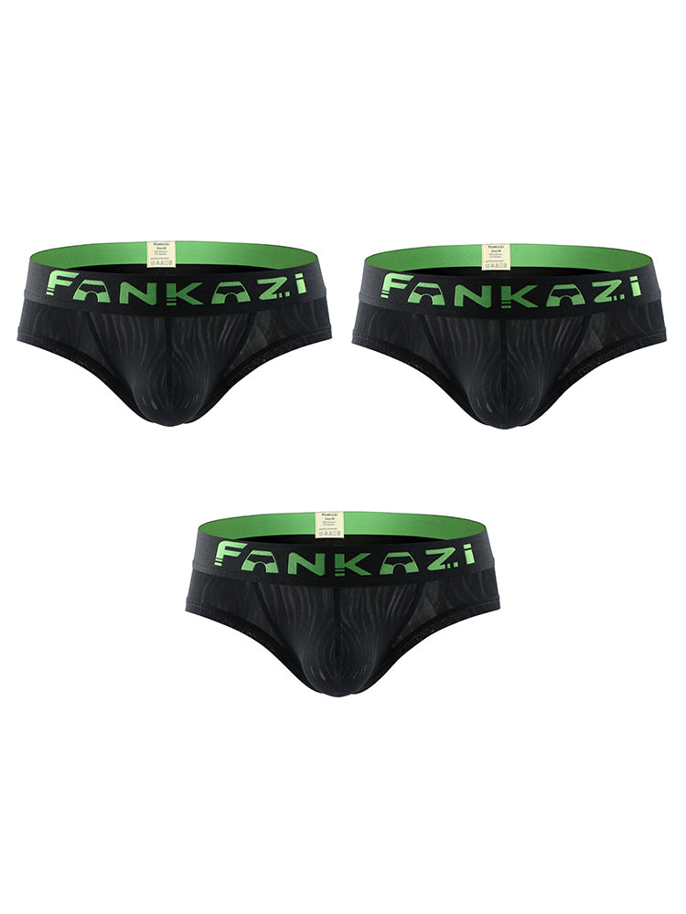 3 Pack Men's Striped U-Pouch Breathable Casual Briefs | dmunderwear detail image 12