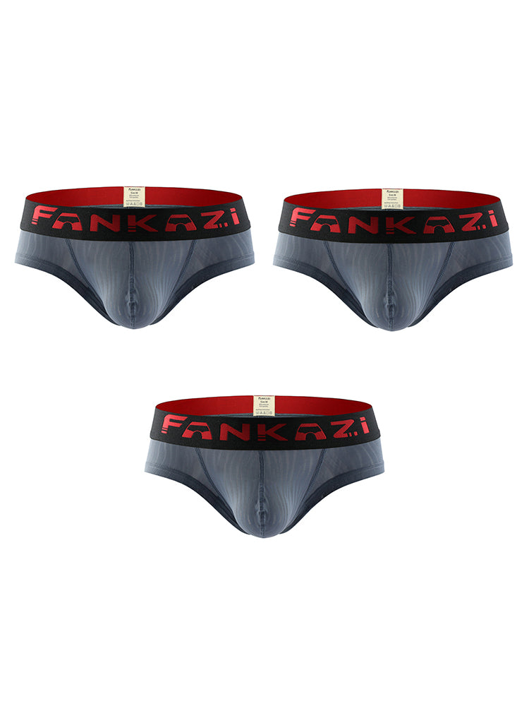 3 Pack Men's Striped U-Pouch Breathable Casual Briefs | dmunderwear detail image 17