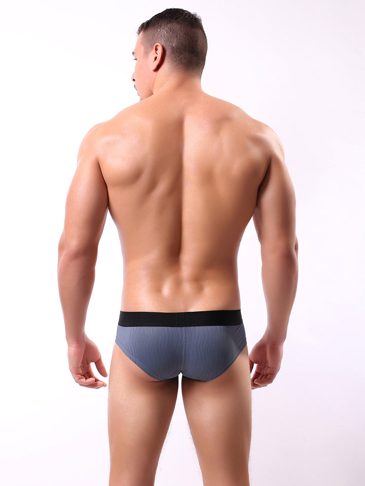 3 Pack Men's Striped U-Pouch Breathable Casual Briefs | dmunderwear detail image 20