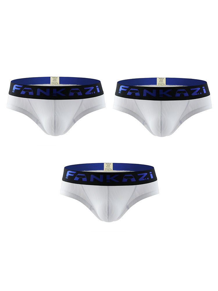 3 Pack Men's Striped U-Pouch Breathable Casual Briefs | dmunderwear detail image 7