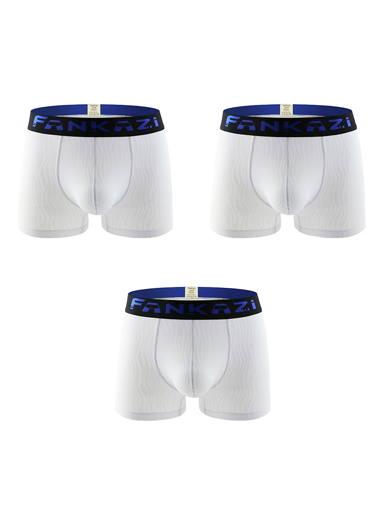 3 Pack Men's Striped U-Pouch Low-Rise Breathable Slim-Fit Trunks | dmunderwear detail image 12