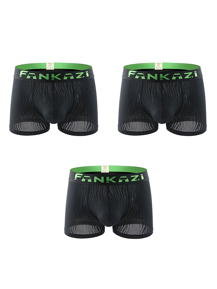 3 Pack Men's Striped U-Pouch Low-Rise Breathable Slim-Fit Trunks | dmunderwear detail image 17