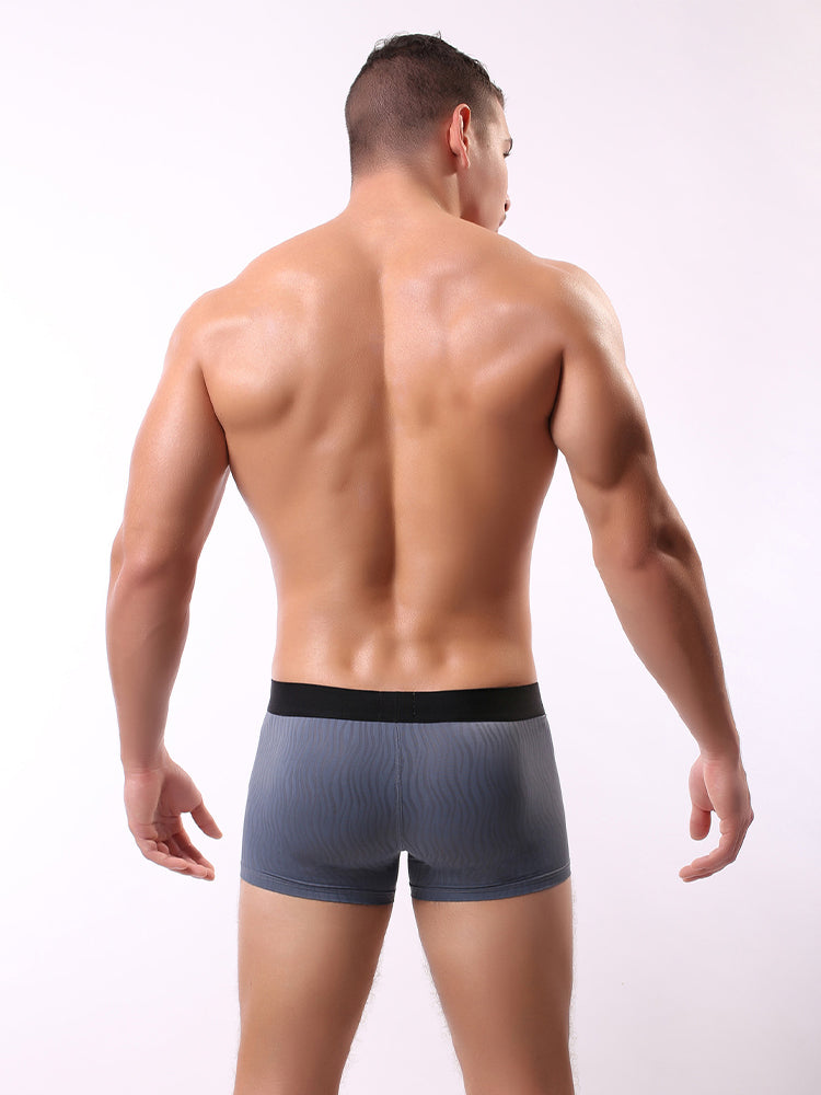 3 Pack Men's Striped U-Pouch Low-Rise Breathable Slim-Fit Trunks | dmunderwear detail image 19