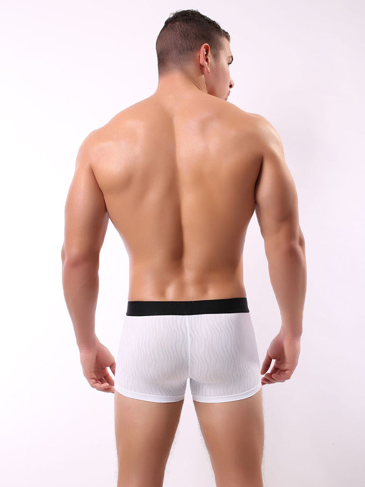 3 Pack Men's Striped U-Pouch Low-Rise Breathable Slim-Fit Trunks | dmunderwear detail image 3