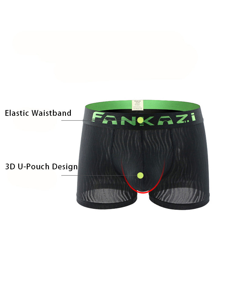 3 Pack Men's Striped U-Pouch Low-Rise Breathable Slim-Fit Trunks | dmunderwear detail image 6