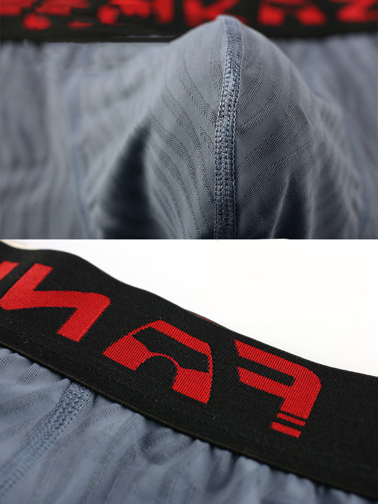 3 Pack Men's Striped U-Pouch Low-Rise Breathable Slim-Fit Trunks | dmunderwear detail image 9