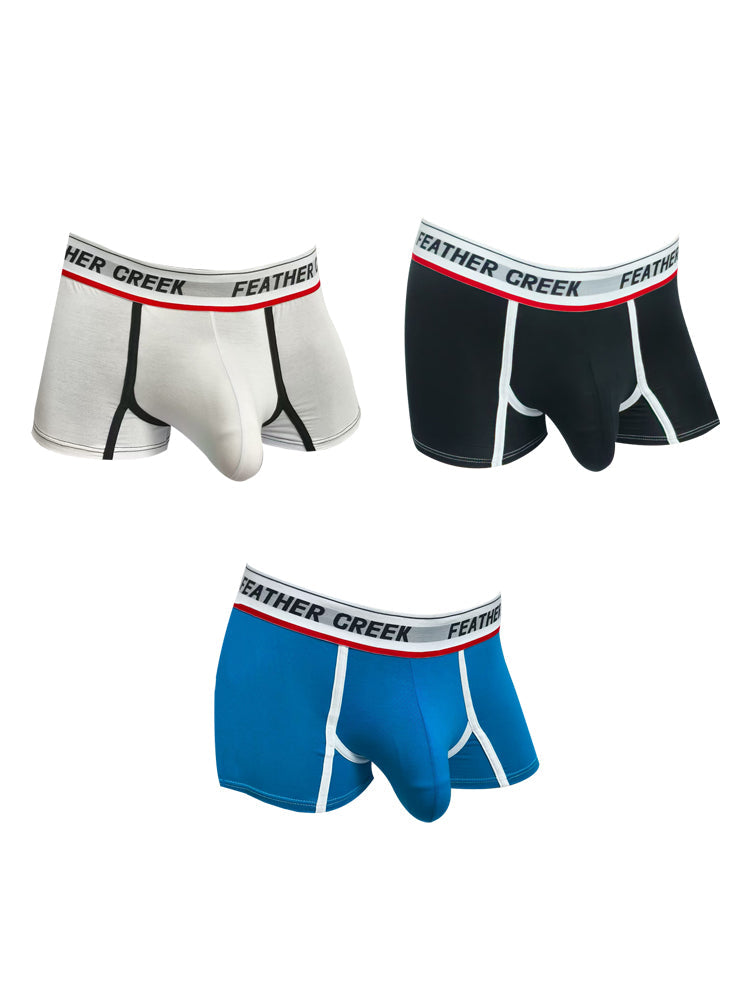 3 Pack Men's Separate Pouch Trunks with Large Contoured Pouch and High Stretch | dmunderwear detail image 14
