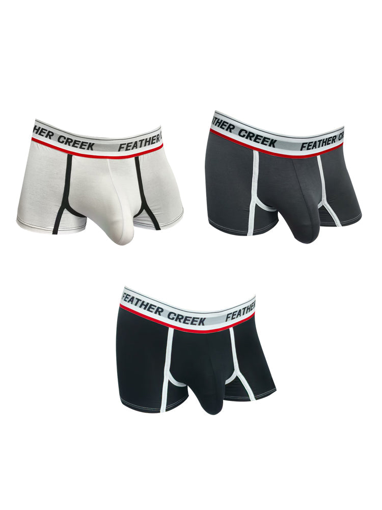 3 Pack Men's Separate Pouch Trunks with Large Contoured Pouch and High Stretch | dmunderwear detail image 2