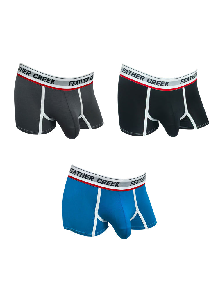 3 Pack Men's Separate Pouch Trunks with Large Contoured Pouch and High Stretch | dmunderwear detail image 20