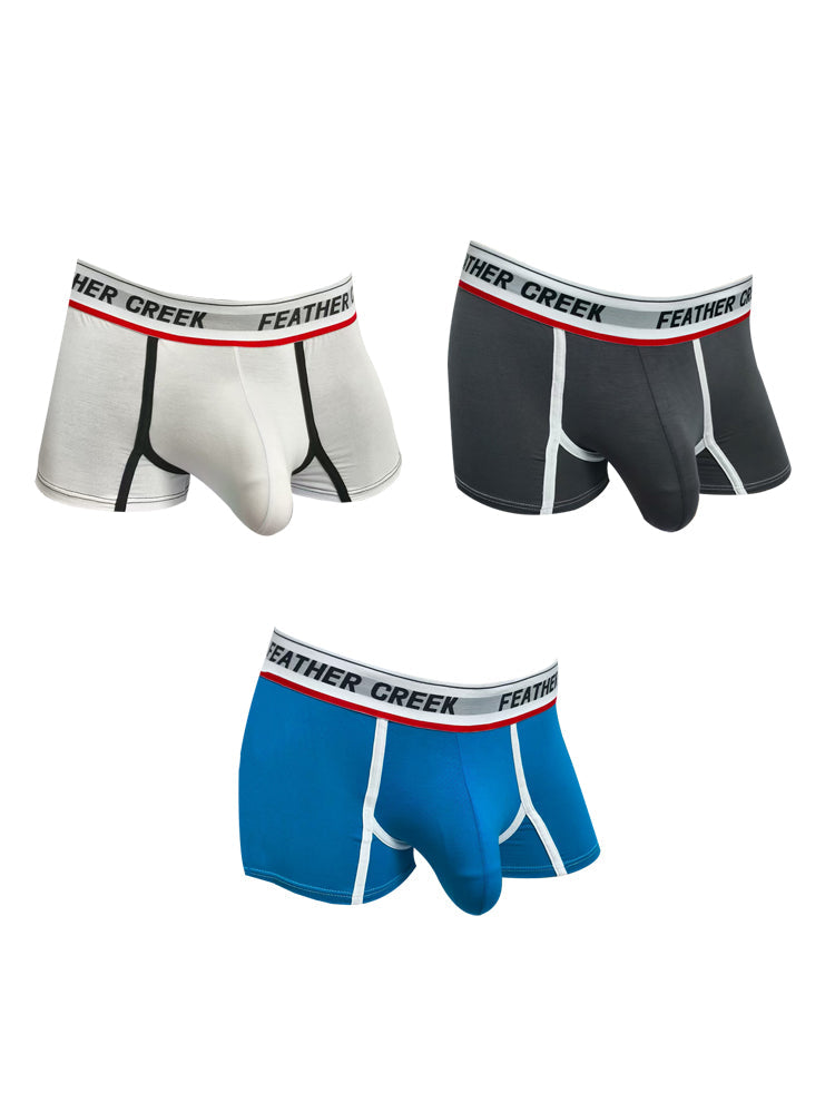 3 Pack Men's Separate Pouch Trunks with Large Contoured Pouch and High Stretch | dmunderwear detail image 8