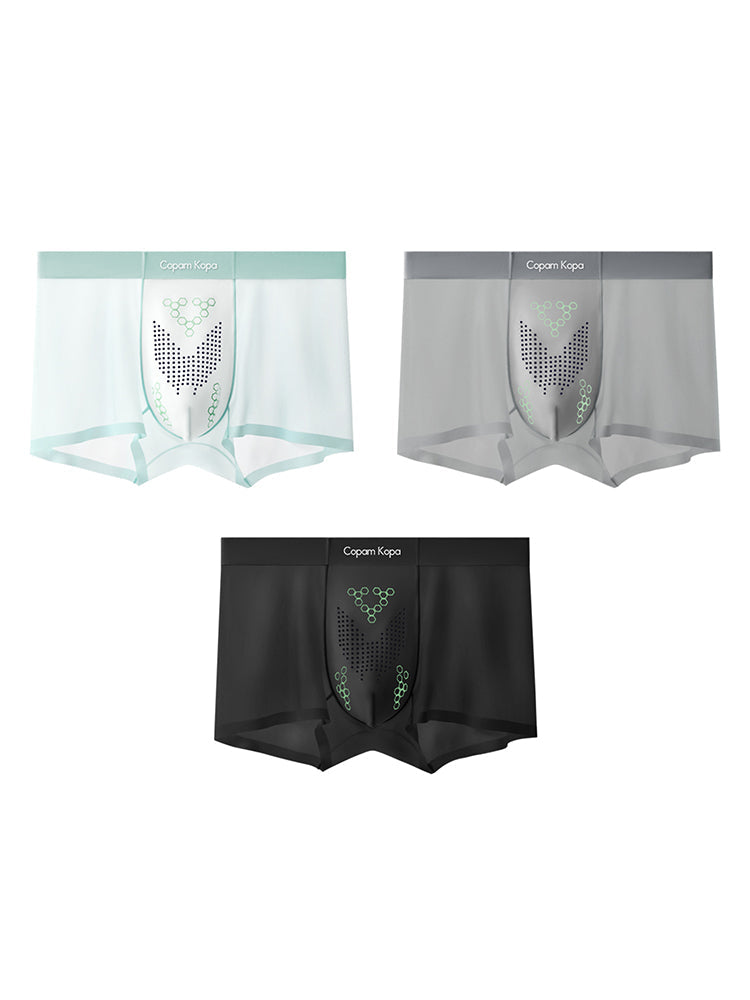 3 Pack Men's Thin Bare-Skin Seamless Ice Silk Moisture-Resistant Trunks | dmunderwear detail image 14