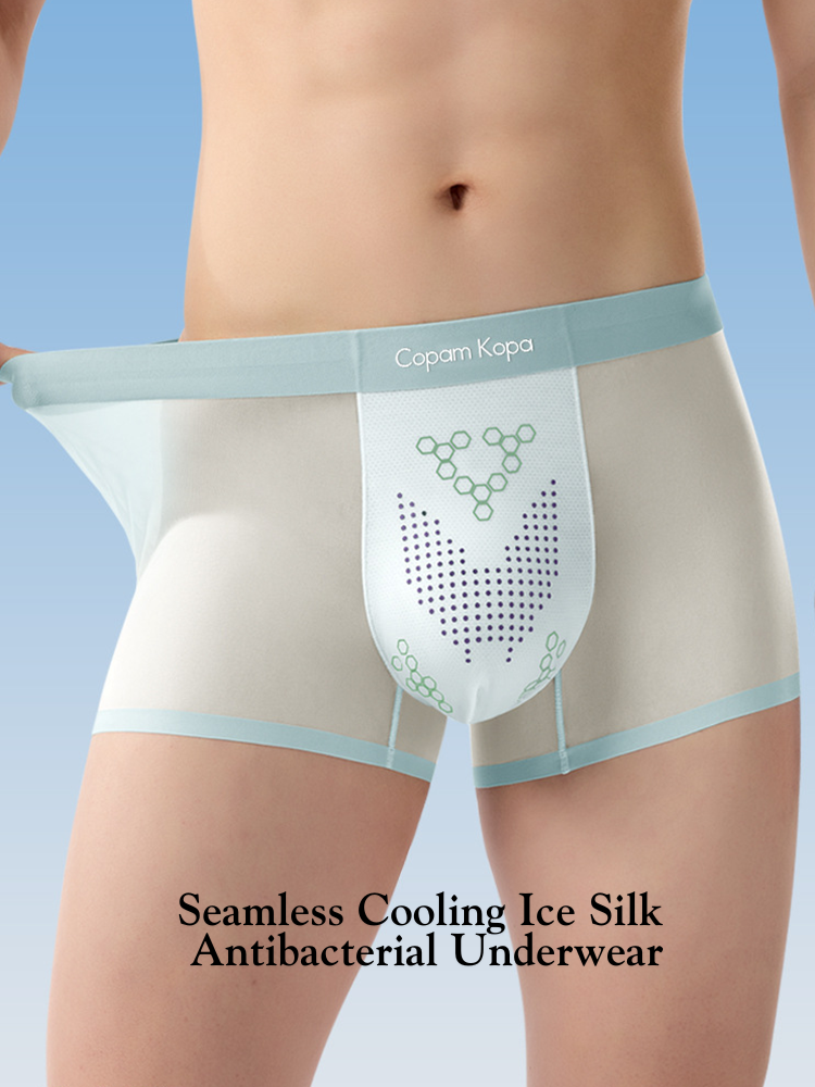 3 Pack Men's Thin Bare-Skin Seamless Ice Silk Moisture-Resistant Trunks | dmunderwear detail image 3