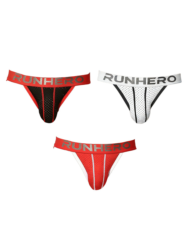3 Pack Men's Trendy Color Block Mesh Breathable High-Cut Bikini | dmunderwear detail image 2