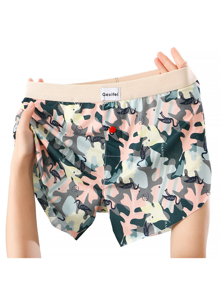 3 Pack Men's Trendy Print Ice Silk & Breathable Casual Style Boxers Shorts | dmunderwear detail image 18