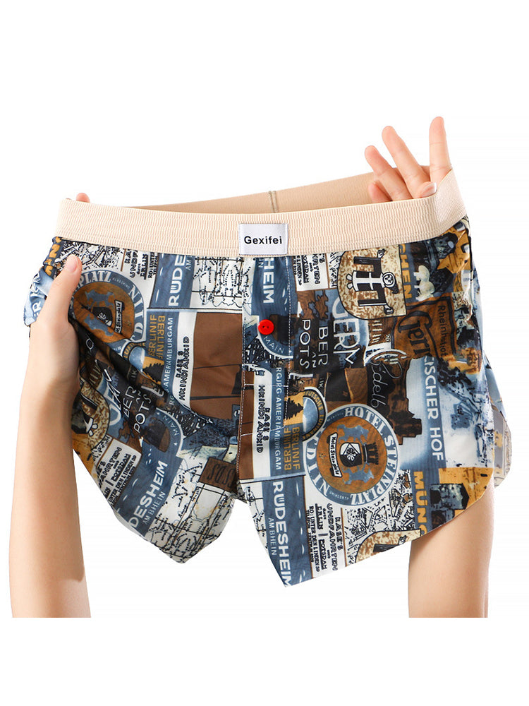 3 Pack Men's Trendy Print Ice Silk & Breathable Casual Style Boxers Shorts | dmunderwear detail image 19