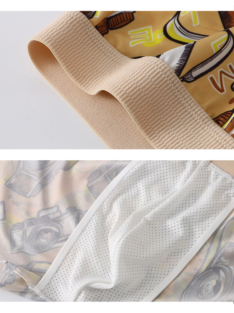 3 Pack Men's Trendy Print Ice Silk & Breathable Casual Style Boxers Shorts | dmunderwear detail image 6