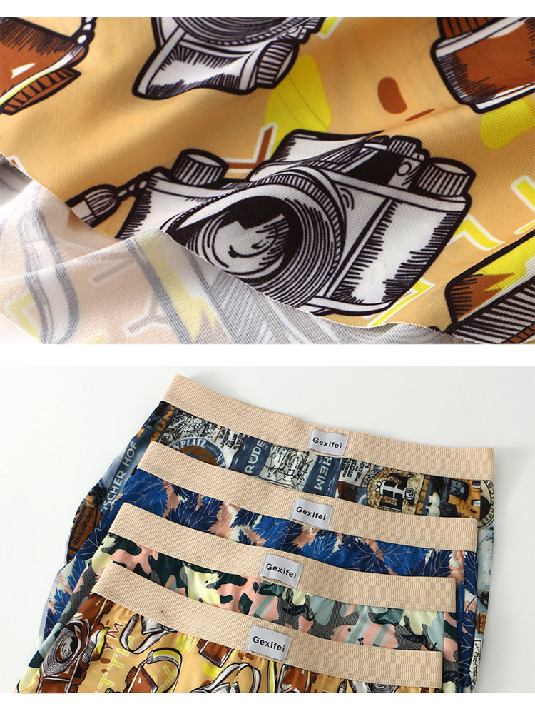3 Pack Men's Trendy Print Ice Silk & Breathable Casual Style Boxers Shorts | dmunderwear detail image 7