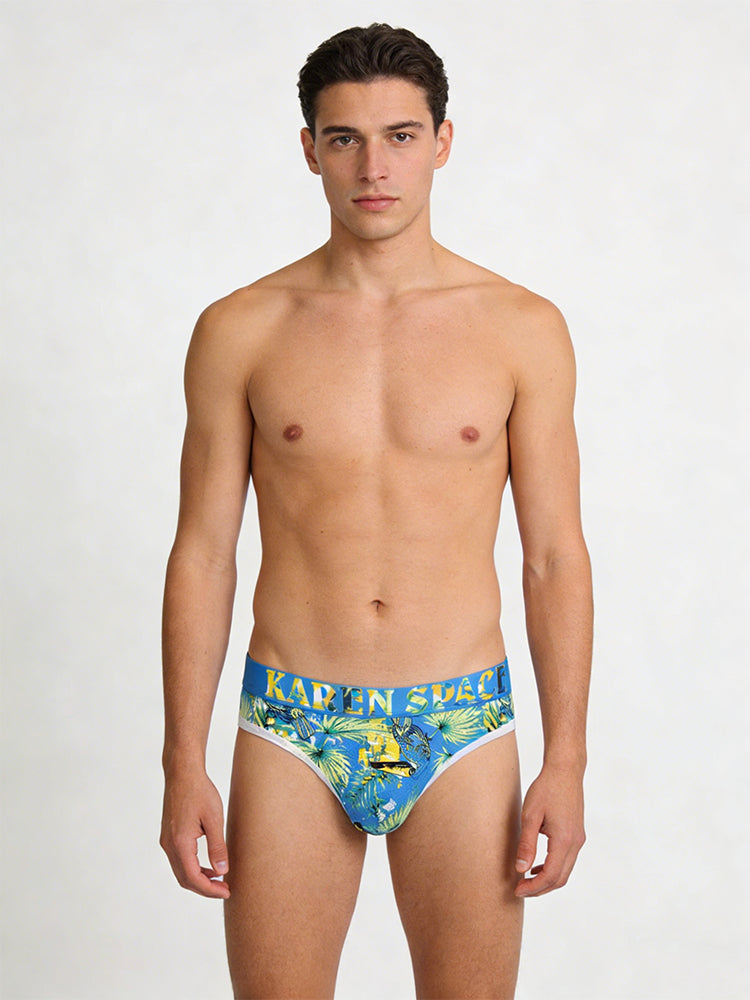 3 Pack Men's Trendy Prints Comfort U-Pouch Design Mesh Breathable Thongs | dmunderwear