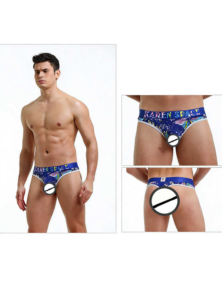 3 Pack Men's Trendy Prints Comfort U-Pouch Design Mesh Breathable Thongs | dmunderwear detail image 10